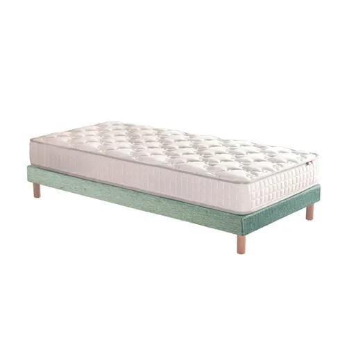 Ensemble Matelas Ressorts 5 Zones Etoile + Sommier 90x190 Sommier Vert Celadon