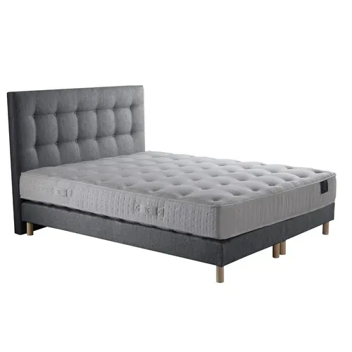 Ensemble Nova Tête De Lit Matelas Ressorts Ensaches Memoire De Forme Gris Souris 180x200cm