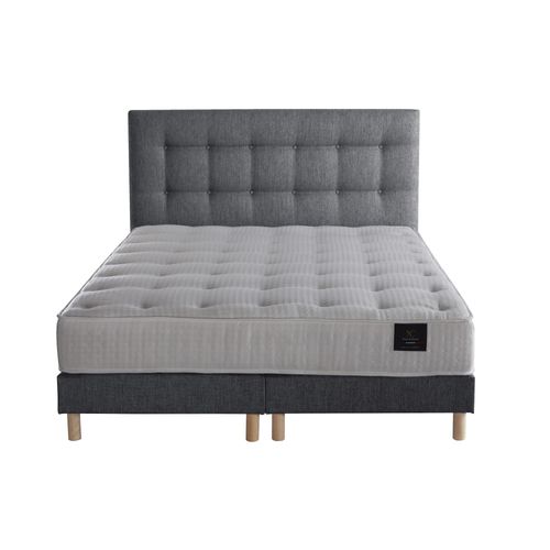 Ensemble Nova Tête De Lit Matelas Ressorts Ensaches Memoire De Forme Gris Souris 180x200cm