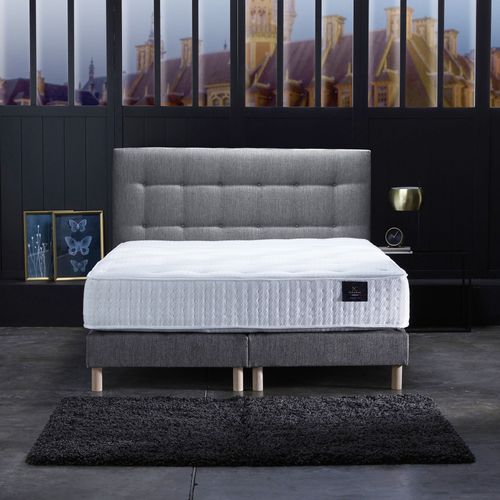 Ensemble Nova Tête De Lit Matelas Ressorts Ensaches Memoire De Forme Gris Souris 180x200cm