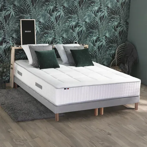 Pack Matelas Ressort 7 Zones + Memoire De Forme + Sommier + Couette + Oreillers Bellagio 2x90x200cm