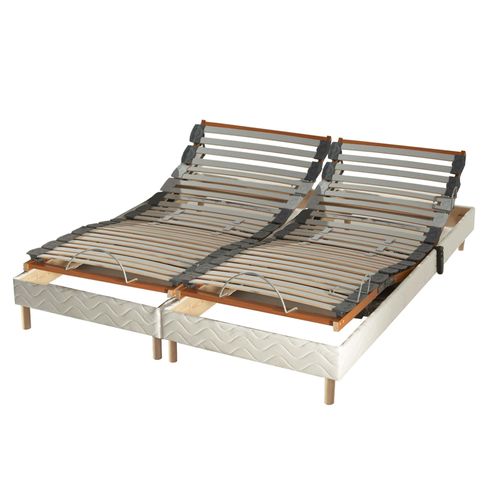 Lit Electrique 100% Latex 5 Zones 85kg/m3 + Couette + Oreillers + Sommier 2x80x200cm