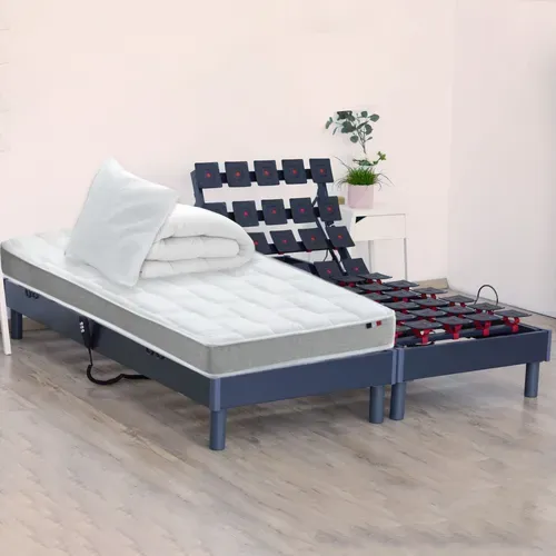 Lit Electrique Memoire De Forme + Couette + Oreillers + Sommier 2x90x200cm