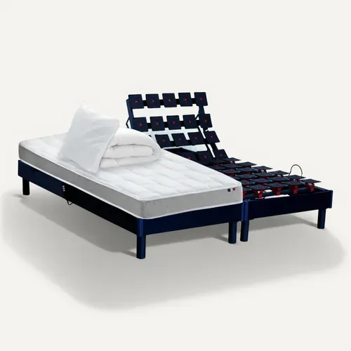 Lit Electrique Memoire De Forme + Couette + Oreillers + Sommier 2x90x200cm
