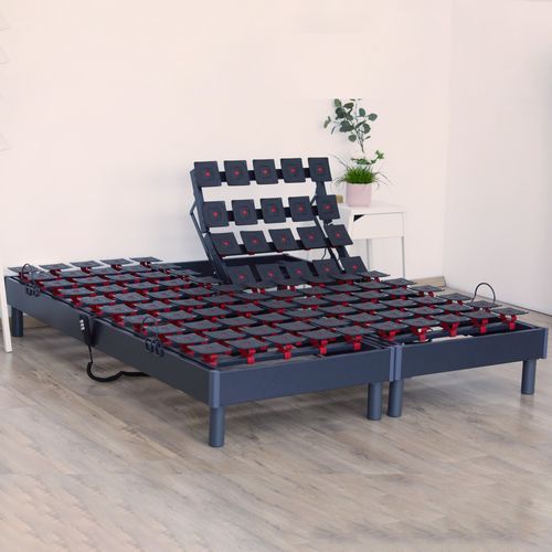 Lit Electrique 100% Latex 5 Zones 85kg/m3 + Couette + Oreillers + Sommier 2x80x200cm