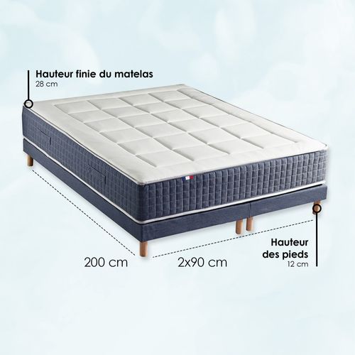 Pack Matelas Ressort  King Style 180x200 Accueil Mémoire De Forme Sommier + Couette + Oreillers