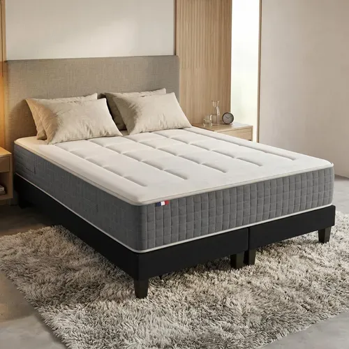 Ensemble Matelas Ressort 7 Zones + Sommiers + Couette + Oreillers Max 2x80x200