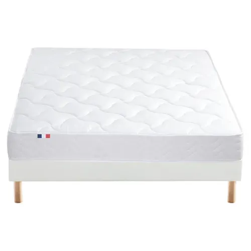 Pack matelas ressorts ép.19 cm +sommier +oreillers +couette +pieds 160x200cm EVASIA vue de face
