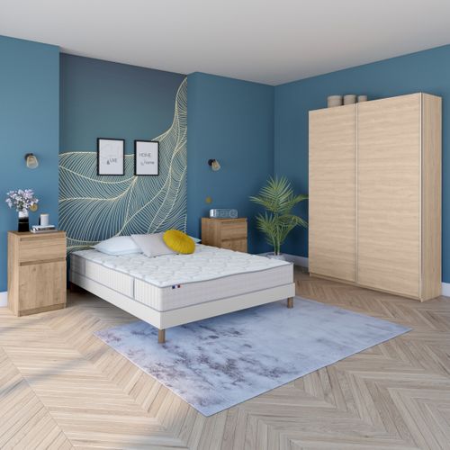 Pack matelas ressorts ép.19 cm + sommier + 4 pieds 140x190cm PAPAYA vue d'ambiance 1
