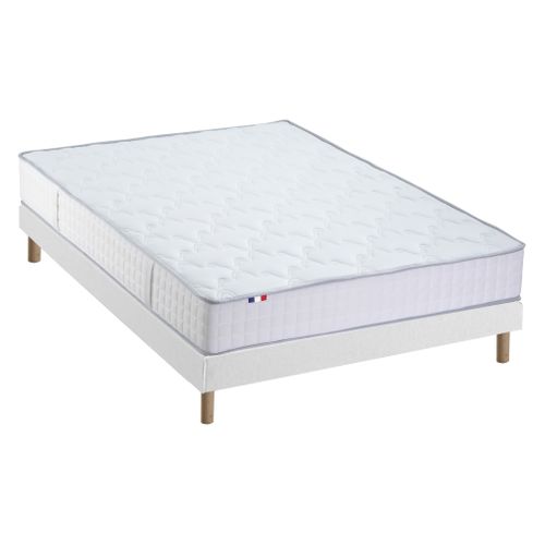 Pack matelas ressorts ép.19 cm + sommier + 4 pieds 140x190cm PAPAYA