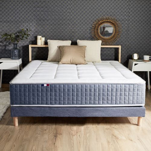 Ensemble Matelas Ressort 7 Zones + Mémoire De Forme + Sommier + Couette + Oreillers 160 X 200