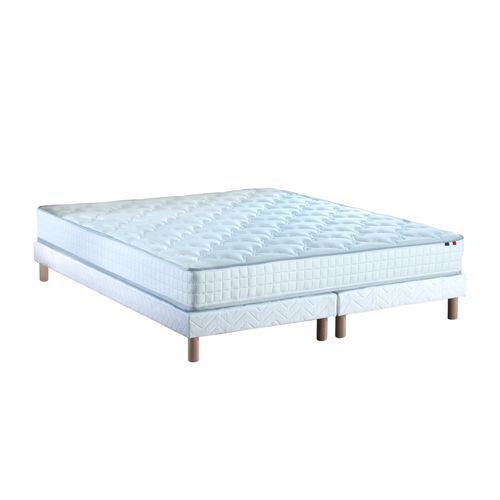 Pack Astre Matelas Ressorts + Sommier + Couette + Oreillers 2x80x200 Blanc