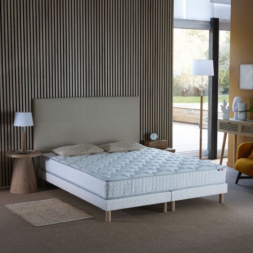 Pack Astre Matelas Ressorts + Sommier + Couette + Oreillers 2x80x200 Blanc