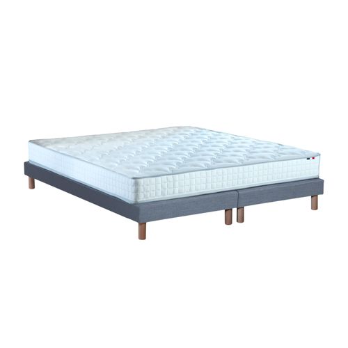 Pack Astre Matelas Ressorts + Sommier + Couette + Oreillers 2x80x200 Bleu Denim