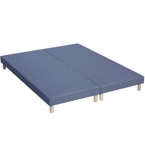 Pack Astre Matelas Ressorts + Sommier + Couette + Oreillers 2x80x200 Bleu Denim