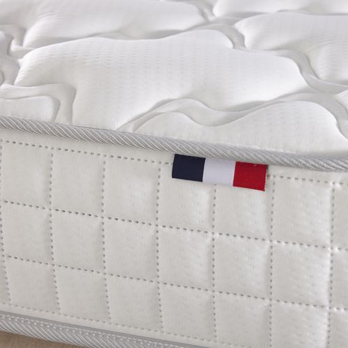 Pack Astre Matelas Ressorts + Sommier + Couette + Oreillers 2x80x200 Bleu Denim