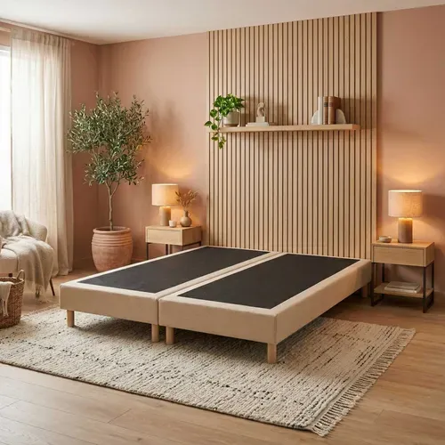 Sommier Déco Tapissier Beige 180x200 (2x90x200)