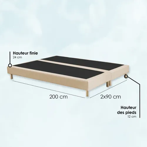 Sommier Déco Tapissier Beige 180x200 (2x90x200)