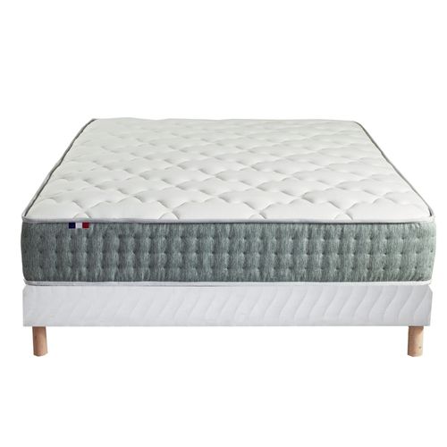Ensemble Matelas Ressort 7 Zones Hygge + Sommier + Couette + Oreillers 160 X 200 Blanc