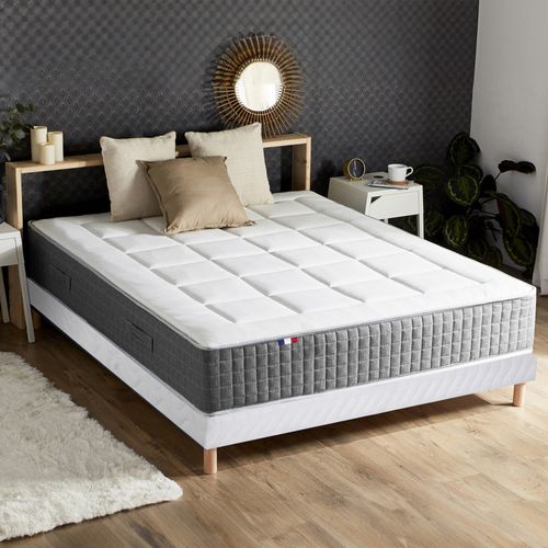 Ensemble Matelas Ressort 7 Zones + Sommier + Couette + Oreillers Max 160 X 200 Blanc