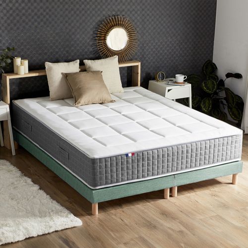 Ensemble Matelas Ressort 7 Zones + Sommier + Couette + Oreillers Max 160x200 Vert