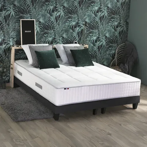 Ensemble Matelas Ressort 7 Zones + Sommier + Oreiller + Couette 180x200
