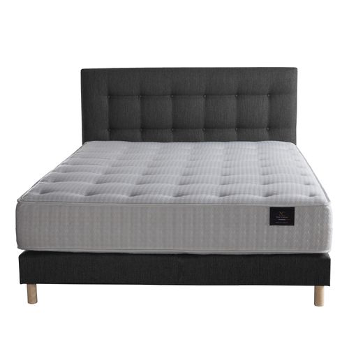 Ensemble Hécate + Tête De Lit Matelas Ressorts Ensachés Mémoire De Forme Anthracite 140x190