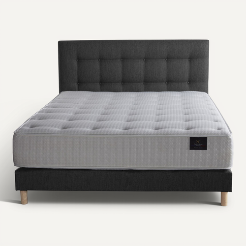Ensemble Hécate + Tête De Lit Matelas Ressorts Ensachés Mémoire De Forme Anthracite 140x190