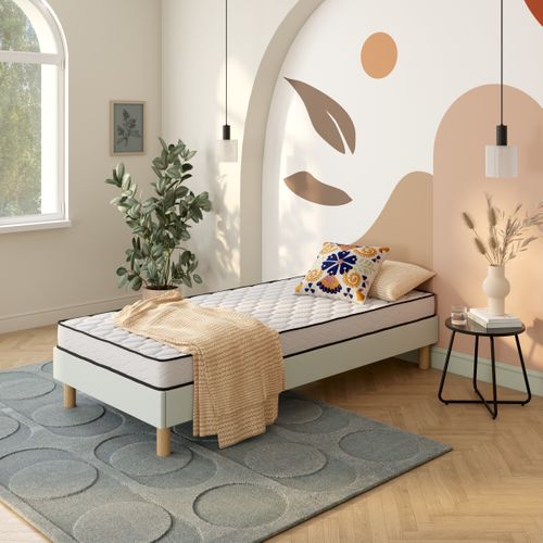 Sommier en kit 90x190 cm LUCIO blanc vue d'ambiance 1