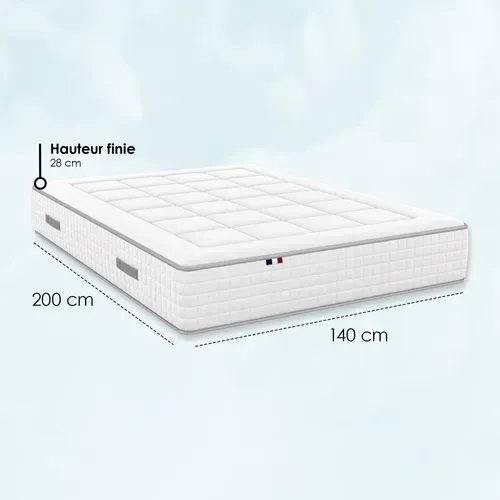 Matelas Hybride 140x200 cm PALACIO - Soutien Ferme Et Confort Equilibre