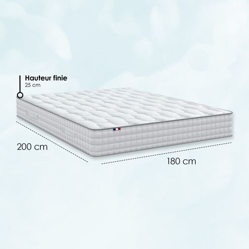Matelas Ressorts 180x200 Cm ODYSSEE 7 Zones Accueil Mémoire De Forme, Soutien Ferme