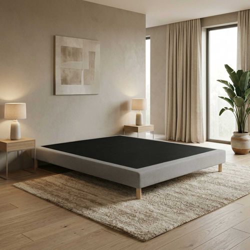 Sommier Tapissier À Lattes Fixes 140 200 Gris Chiné