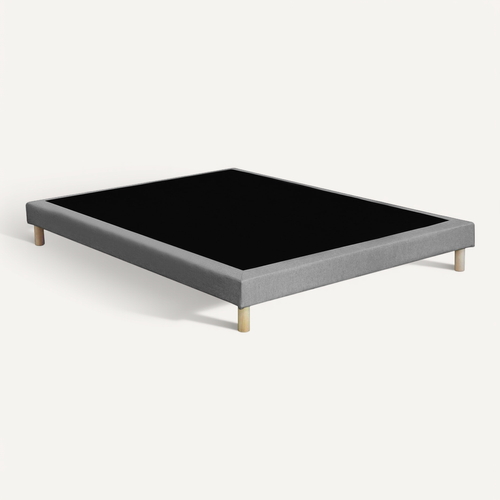 Sommier Tapissier À Lattes Fixes 140 200 Gris Chiné