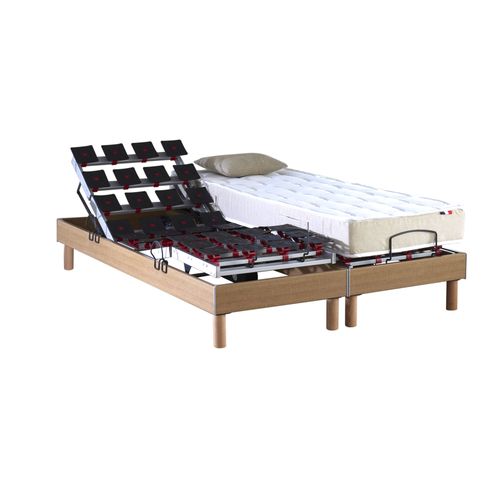 Lit Électrique Relaxation à Plots + Matelas 100% Latex 180x200 Cm