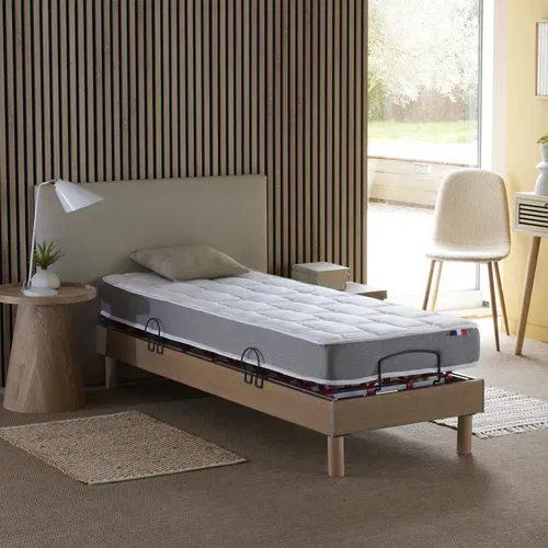 Lit Électrique Relaxation à Plots + Matelas Mousse Mémoire De Forme 90x190 cm