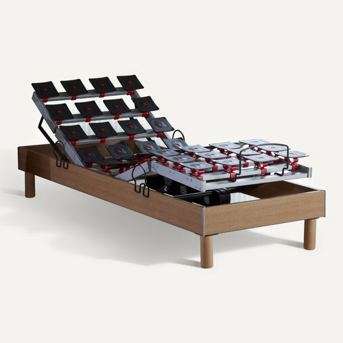 Lit Électrique Relaxation à Plots + Matelas Mousse Mémoire De Forme 90x190 cm