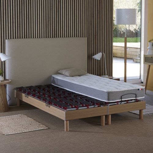 Lit Électrique Relaxation à Plots + Matelas Mousse Hr35 160x200 Cm