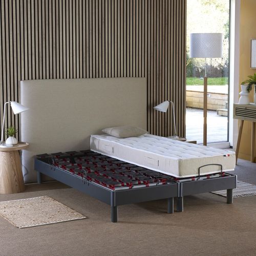 Lit électrique Relaxation à Plots + Matelas 100% Latex 90 X 190