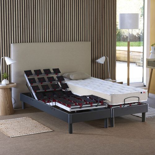 Lit Électrique Relaxation à Plots + Matelas 100% Latex 180x200 cm