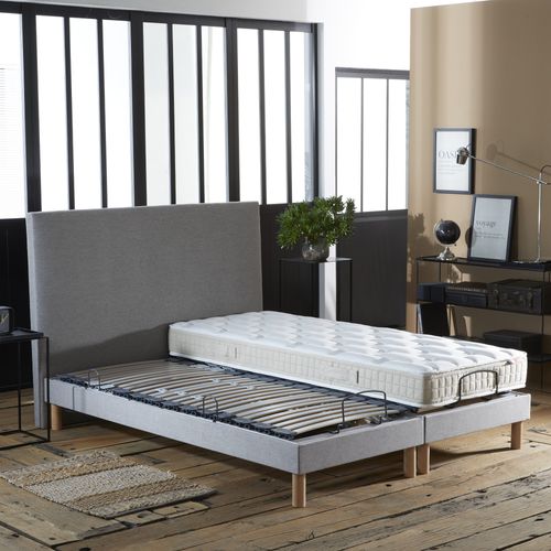Lit Électrique De Relaxation Lattes + Matelas 100% Latex Gris Clair 140x190 cm