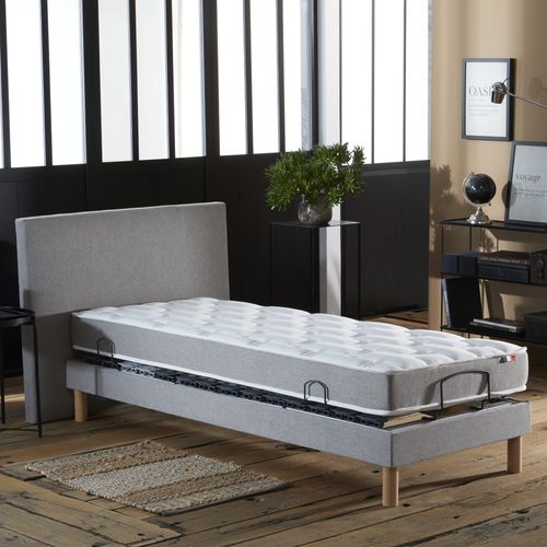 Lit électrique Relaxation Lattes + Matelas Mousse Mémoire De Forme X190gris Clair 90 X190