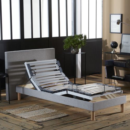 Lit électrique Relaxation Lattes + Matelas Mousse Mémoire De Forme X190gris Clair 90 X190