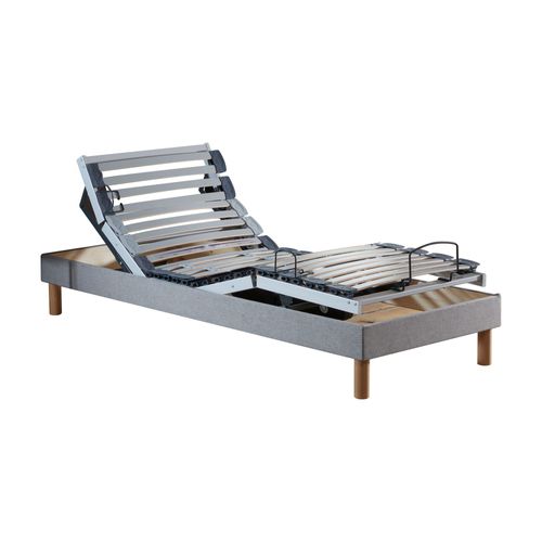 Lit électrique Relaxation Lattes + Matelas Mousse Mémoire De Forme X190gris Clair 90 X190