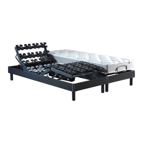 Lot De 2 Lits Électriques De Relaxation à Plots Gris Anthracite 2x80x200