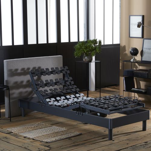 Lit Électrique Relaxation à Plots Gris Anthracite Made In France 90 X 190
