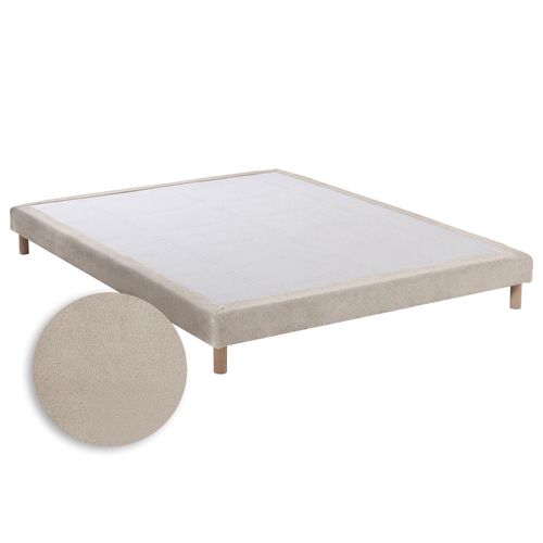 Sommier Tapissier Eden Crème Bois Massif Chenille Bouclettes 140x200