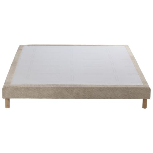 Sommier Tapissier Eden Crème Bois Massif Chenille Bouclettes 140x200