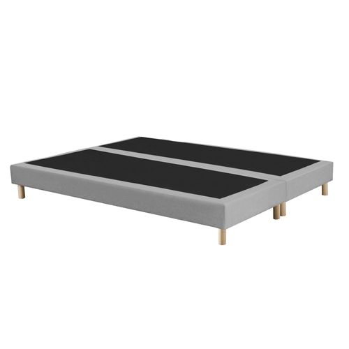 Ensemble Matelas Ressorts Tudor 7 Zones H 26 Cm + Sommier + Tete De Lit Lisse Gris 2x90x200