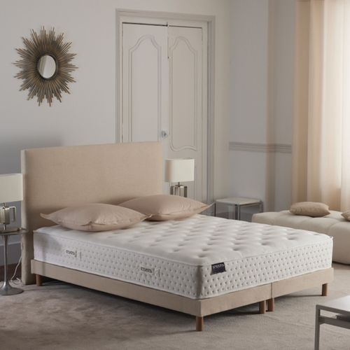 Ensemble Matelas Ressorts 180x200 cm Mousse Supraform Sommier Tapissier 2x90x200 Tête De Lit Beige