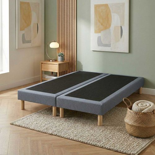 Sommier Tapissier à Lattes Fixes Bleu, Couchage Ferme, Soutien Optimal Dimensions - 2x90 X 200 Cm
